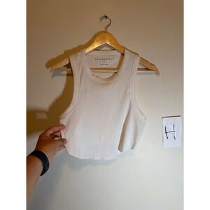 Aeropostale Tank Top Ribbed Cropped Racerback White Large